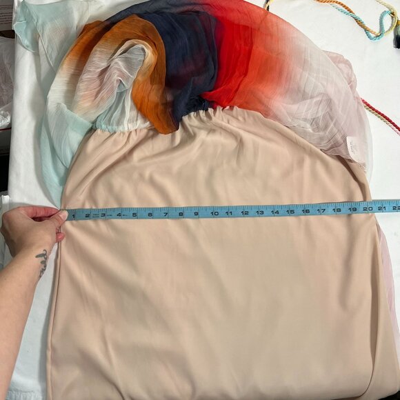 NWT Karina Grimaldi REVOLVE Brava One Shoulder Maxi Dress Sheer Multicolor M - Picture 6 of 16